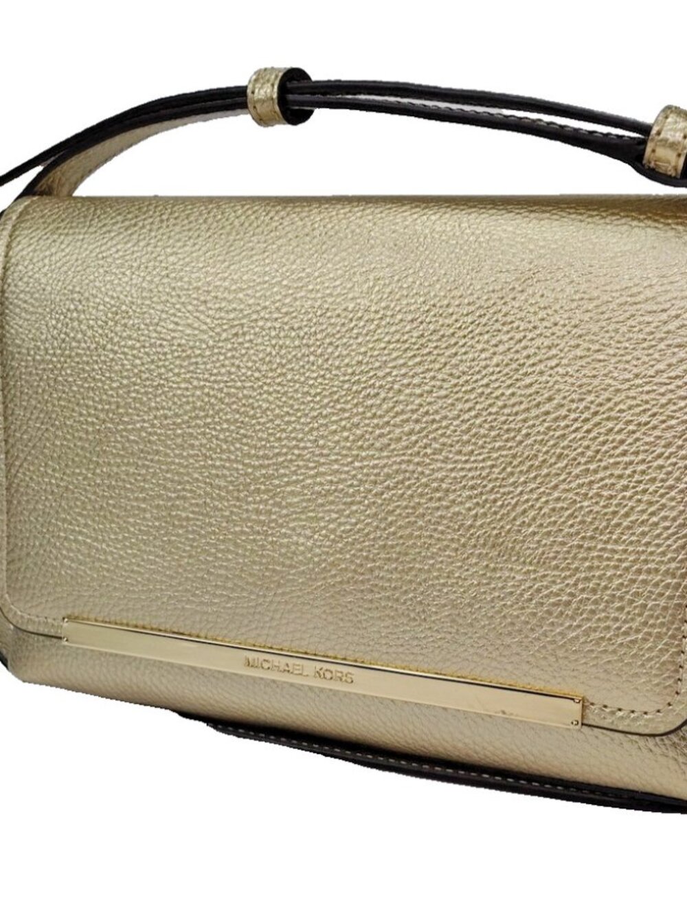 Michael Kors Evelyn Medium Flap Faux Leather Shoulder Bag/Crossbody-Gold-NWT